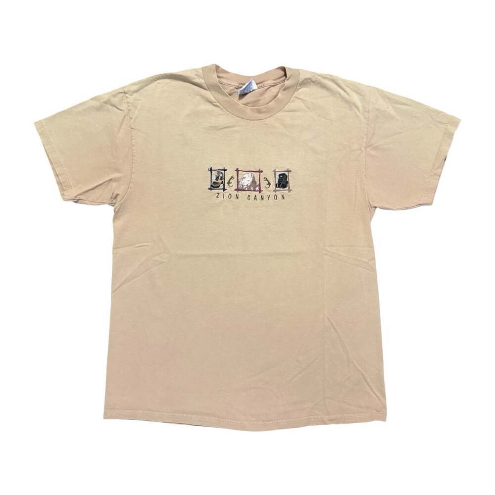 Vintage Zion Canyon Embroidered Travel Short Sleeve Tshirt Size Large